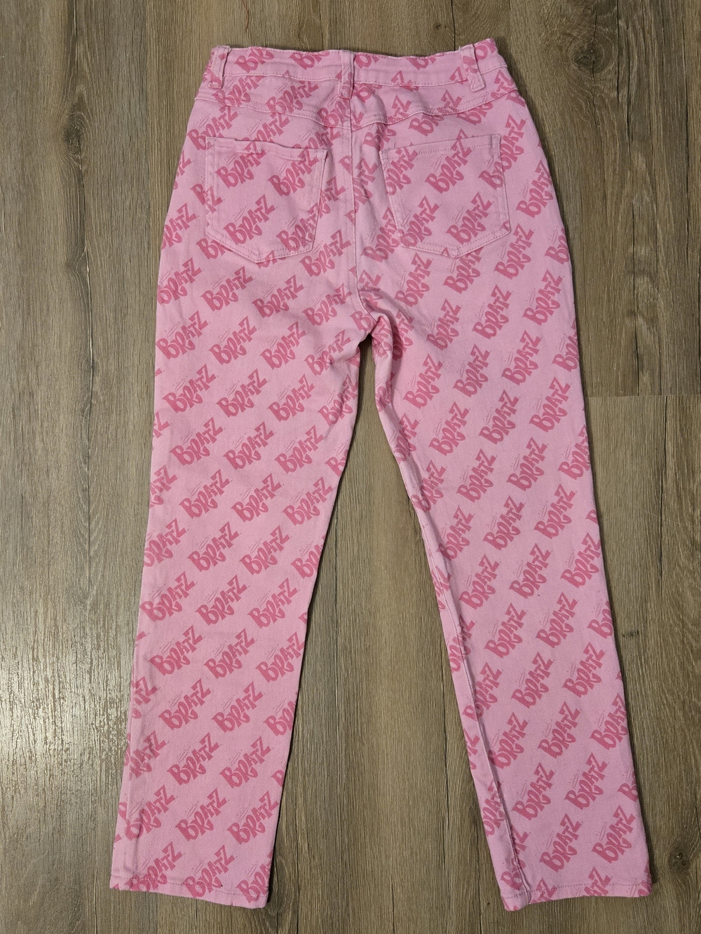 Dolls Kill x Bratz Pink Logo All Over Denim Jeans Pants S - Picture 2 of 6